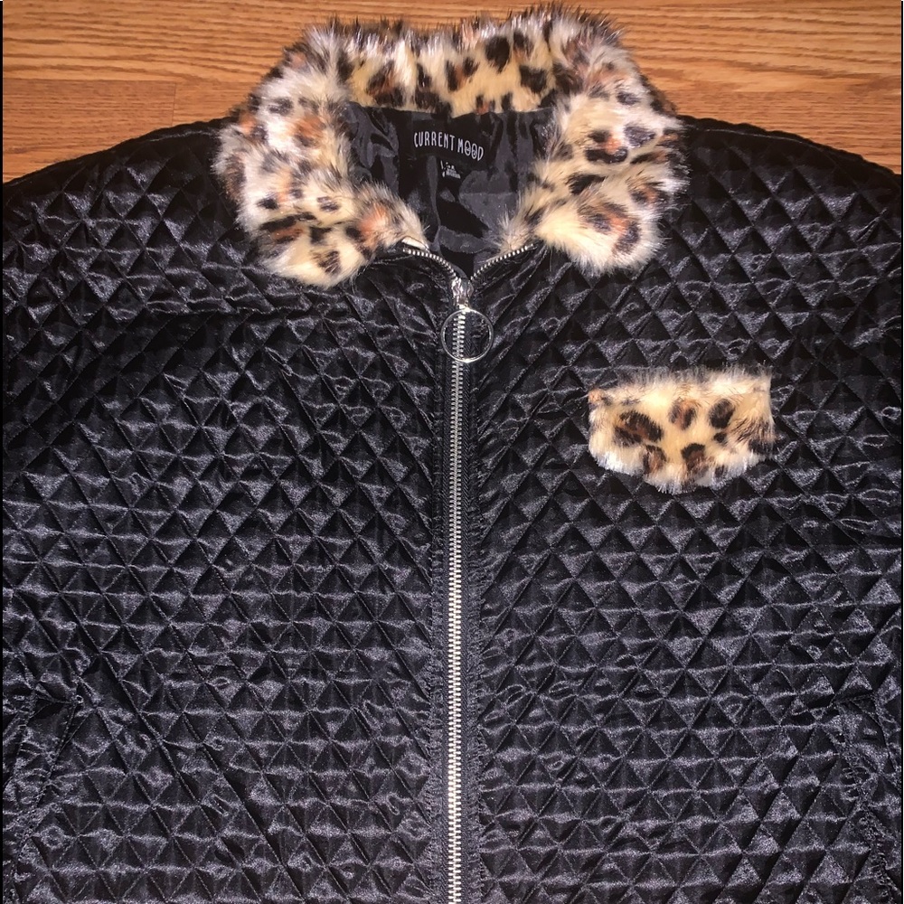 Cheetah Quilted Crop Satin Jacket